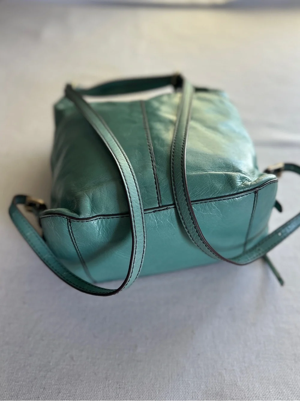 HOBO Verse Leather Convertible Backpack Shoulder Bag in Seafoam